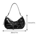 thumbnail image 2 of Bolso tipo media luna para mujer, bolso hobo de cuero moderno, bolso estético para hombro (negro), 2 of 6