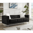 thumbnail image 2 of 83" 3-Seater Chesterfield Sofa Couch, Tufted Upholstered Sofa with 2 Plush Pillows, Crystal Legs and Nailhead Trim Arms, Diamond Comfy Sofa for Living Room, Office, Guests Room, Black, 2 of 9