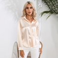 thumbnail image 3 of Women's Blouse Satin Silk Shirts Button Down Shirts Casual Loose Long Sleeve Office Work Tunic Tops, 3 of 7