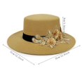 thumbnail image 2 of Slccxzc Elegant Fedora Hat with Floral Embellishment Retro Wide Brim Hat Panama Floppy Cap for Wedding Race Banquet Tea Parties, 2 of 7