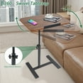 thumbnail image 3 of LPAMEOIU 24in 90°Tiltable & 360°Swivel Desktop Side table,Height Adjustable Mobile Laptop Stand with Hidden Wheels(Walnut), 3 of 11