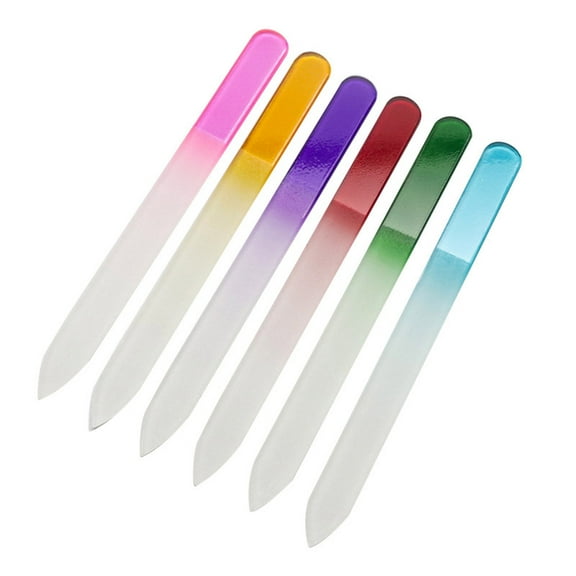 Tkrady 6Pcs Professional Nail File Gorgeous Glass Files Durable Manicure Pedicure Files, Multicolor