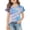 #A04-Blue, variant on Girls Tee Shirts 7-16 Crewneck Gradient Tshirts Toddler Double Layer Ruffle Short Sleeve Tshirt Summer Trendy Cotton Tops