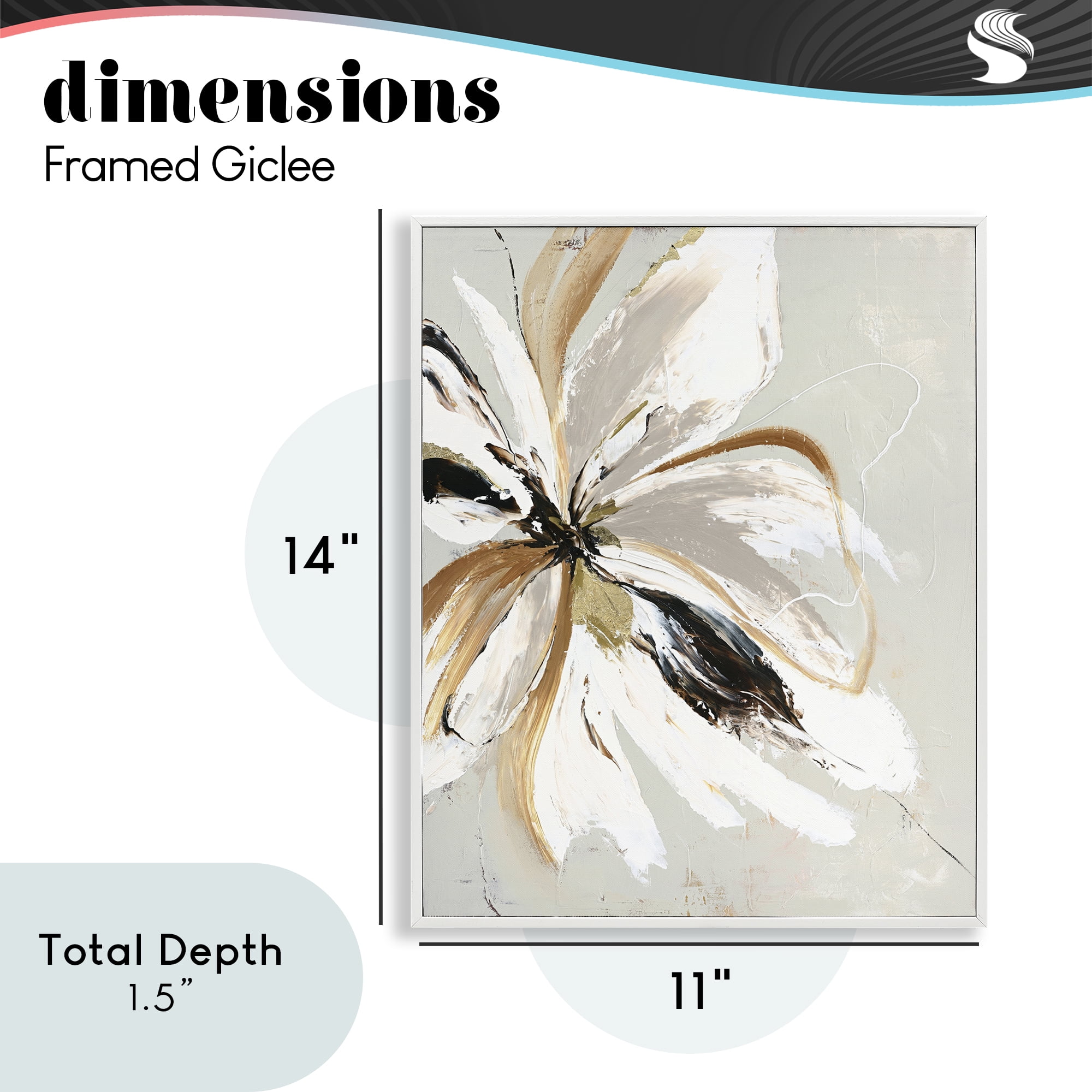 Expressive Cornelia Flower White Framed Giclee Art, design by Design Fabrikken