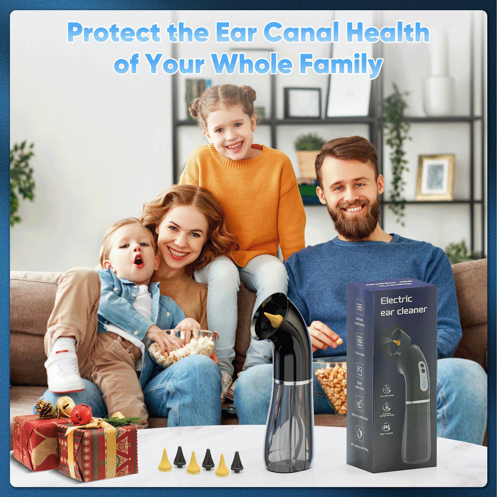 VIIWII Electric Ear Wax Removal Tool with 2-in-1 Dual Water Tank 3 Pressure Modes Ear Cleaner Kit for Adults Waterproof Ear Irrigation Flushing System 12 Wash Tips USB-C Cable Black