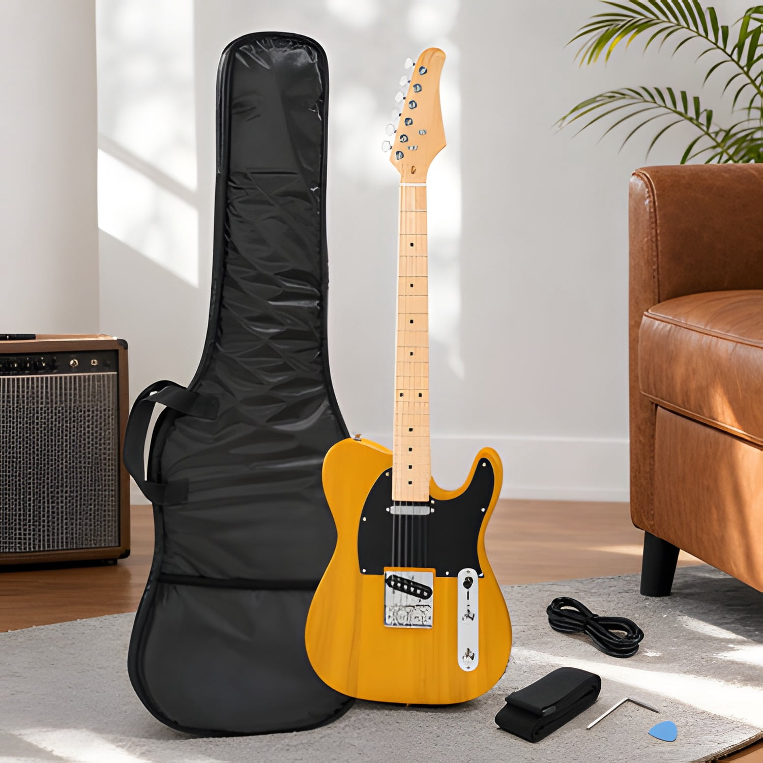 Maple Fingerboard GTL Electric Guitar SS Pickup Transparent Yellow