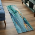 thumbnail image 4 of Marble Teal Runner Rug 2x6 FT, Non Slip Hallway Rugs, Luxury Golden Modern Abstract Art Washable Soft Floor Carpet Non-Shedding Throw Runner Carpet Long Rug for Entryway Kitchen Bedside Sliding Door, 4 of 8