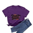 thumbnail image 5 of Hessimy women's Halloween Shirts Pumpkin T Shirt Short Sleeve Cute Graphic Tee Tops(Purple,XL), 5 of 6
