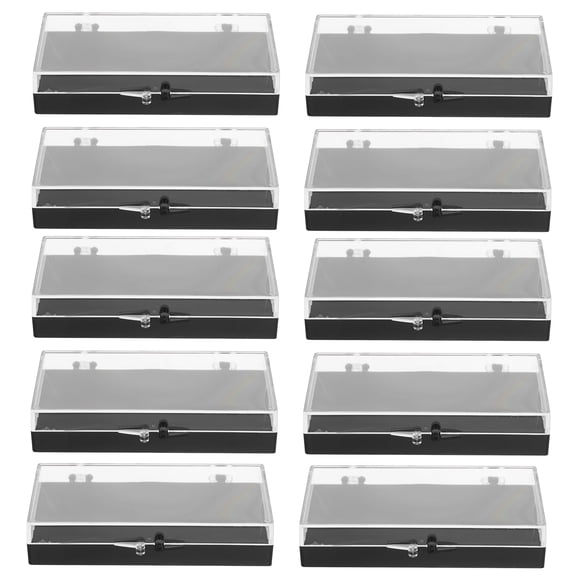 Worgeous 10pcs Clear Plastic Badge Box Rectangle Pin Slot Jewelry Display Case Marathon Medal Display Case Small Clear Box Ring Necklace Holder