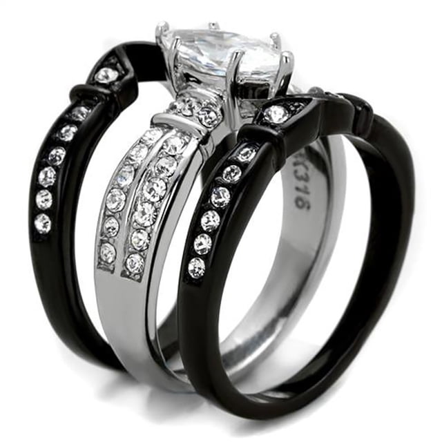 Fiudx Anillo de Compromiso de San Valentin con Circonitas Tres En Uno