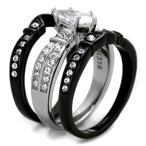 Fiudx Anillo de Compromiso de San Valentin con Circonitas Tres En Uno