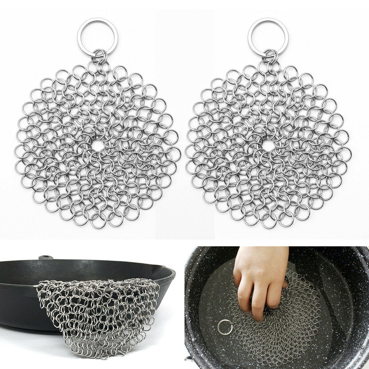 Cast Iron Chainmail Cleaning Scrubber, Stainless Steel 316 Fine Chain  Maille Mesh Scrapper for Preseasoned Cast Iron - China Cleaning Brush and  Kitchen Dish Washing price