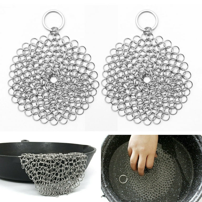 Chainmaille Pot Scrubber, Stainless Steel, Welded-link 
