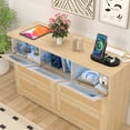 thumbnail image 4 of Dresser for Bedroom,Rattan 7 Drawer Dresser with Charging Station and LED Lights,Boho Dressers & Chests of Drawers,Wooden Dresser for Bedroom,Living Room,Hallway, 4 of 8