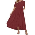 thumbnail image 5 of Ruyang Womens Summer Dresses 2024 Casual Short Sleeve Crewneck Tiered Flowy Midi Dress Long Beach Sundress A Line Knee Length Dress, 5 of 5