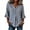 Blue, variant on Women's Henley Half Button Vertical Stripe Ruffle Flare 3/4 Sleeve Linen Blouse, Woven Fabric Single Pocket Curved Hem Western Casual Top S-XXL