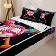 thumbnail image 3 of Castle Fairy Sport Baseball Zipper Full Size Comforter Sets with Fitted Sheet and 2 Pillowcases, Ice Cream Drip Zipper Bedding Set, Pink Blue Black,4pcs, 3 of 6