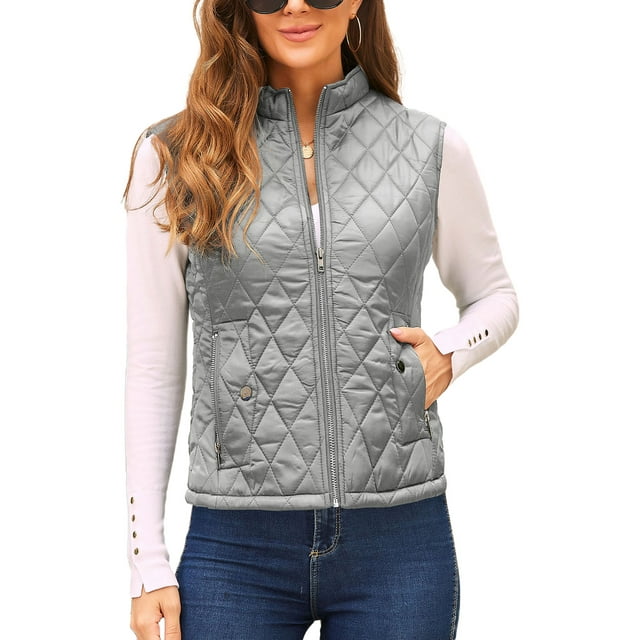Oucaili Chaleco acolchado ligero para mujer, chaqueta sin mangas cálida para exteriores acolchada para senderismo, viajes, correr, Golf