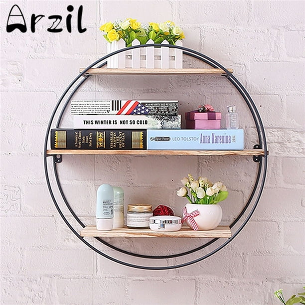 Display Shelves Home Decor, Round Wood And Metal Bookcase