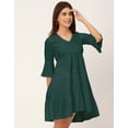 thumbnail image 3 of Moomaya Trendy V Neck Solid Rayon Dress - Tired Look, Casual Daywear Regular Fit, 3 of 9