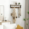 thumbnail image 7 of 24 Inch Wall Mount Coat Rack with Hooks and Shelf, Rustic Brown Wood and Black Iron Entryway Storage for Bathroom Hallway, 7 of 7