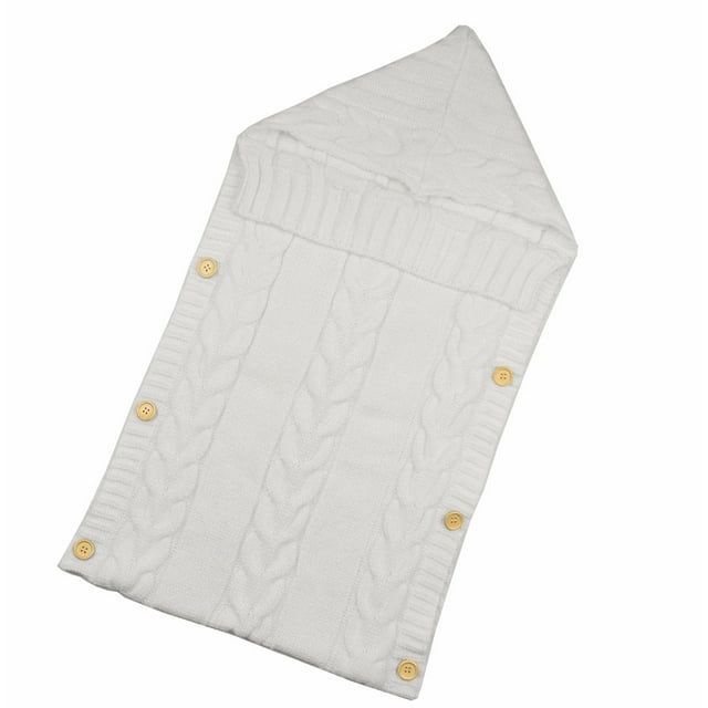 EYIIYE Newborn Infant Baby Soft Blanket Knit Button Crochet Warm Swaddle Wrap Sleeping Bags