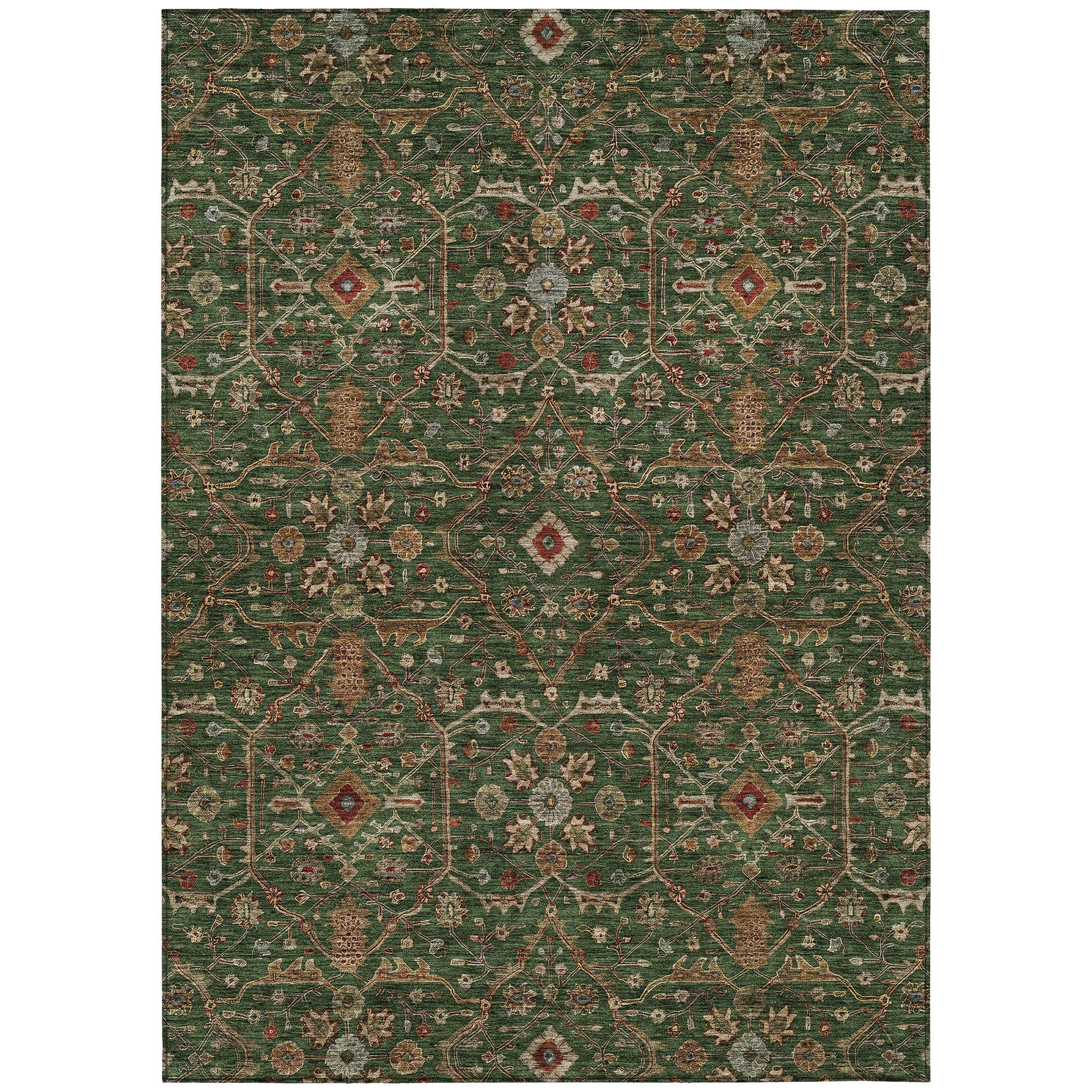 Addison Rugs Chantille Indoor/Outdoor Transitional Geometric, Abstract Emerald Washable Rectangle Rug, 3' x 5'