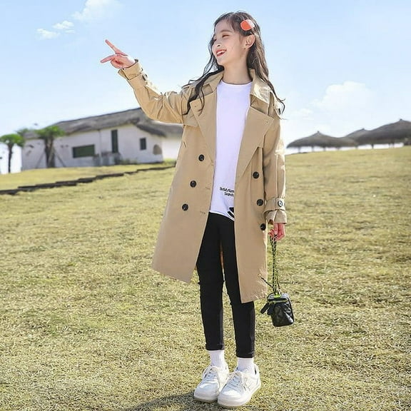 2022 Spring Autumn Baby Girls Trench Coats Double Breasted Jacket For Girls Clothing Solid Tops Kids Windbreaker Teens Outerwear