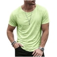 thumbnail image 7 of Men's Big and Tall Crewneck Cotton Linen T-Shirt, Loose Fit Longline Extra Long Beach Tee, Lightweight Breathable Hipster Summer Casual Tops, Sizes S-3XL Green, 7 of 7