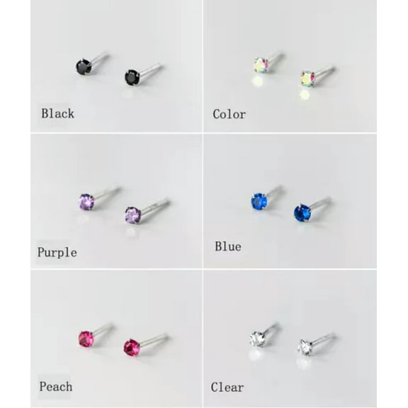 K-KED Charm Tiny 925 Sterling Silver Diff Colou2/2.5mm crystal stud Earrings for woman-2.5 mm-Yellow