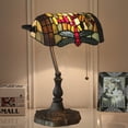 thumbnail image 5 of FSLiving Tiffany Style Table Lamp with 10.6（in） Dragonfly Stained Glass LampShade Vintage Style Pull Chain Switch Banker Desk Light E26 Antique Table Light for Decor Living Room, 5 of 7
