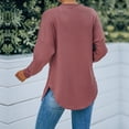 thumbnail image 6 of Womens Waffle Knit Tunic Blouse Tie Knot Henley Tops Loose Fitting Bat Wing Plain Shirts, 6 of 7