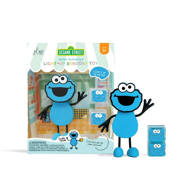 Glo Pals Sesame Street Character Cookie Monster & 2 Water activated light up cubes