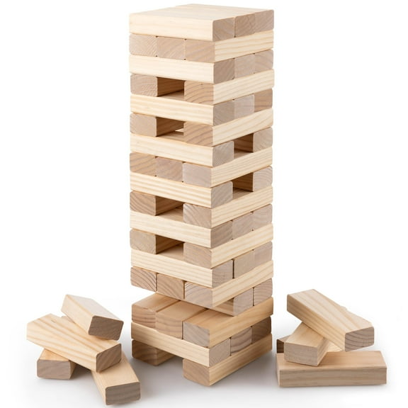 Grasshopper Games: Giant Stack 'N' Fall - Classic Wooden Block Game, Indoor & Outdoor Play, Travel Bag, Party-Table-Backyard Activity, Family Age 3 