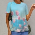 thumbnail image 6 of Vibe Blooming Tulips Women's T-Shirt Short Sleeve T Shirts Tops Tee Ladies Loose T, 6 of 6