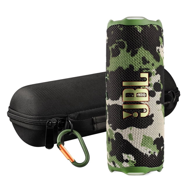 Paquete de altavoces portátiles impermeables JBL FLIP 7 (Squad) con funda X-Halo (negra)