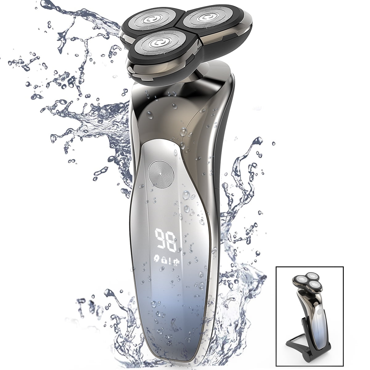2 in 1 Men's Electric Razor, IPX7 Waterproof 4D Electric Rotary Shaver