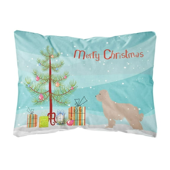 Carolines Treasures BB2936PW1216 Pyrenean Shepherd Dog Merry Christmas Tree Canvas Fabric Decorative Pillow, 12H x16W,