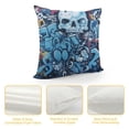 thumbnail image 4 of COMIO  Urban Graffiti Throw Pillow Cushion Cover, Xenomorph Alien and Skull on Aquatic Shaded Street Art, Zippered Double-Side Digital Print Decor,Blue Navy, 4 of 5
