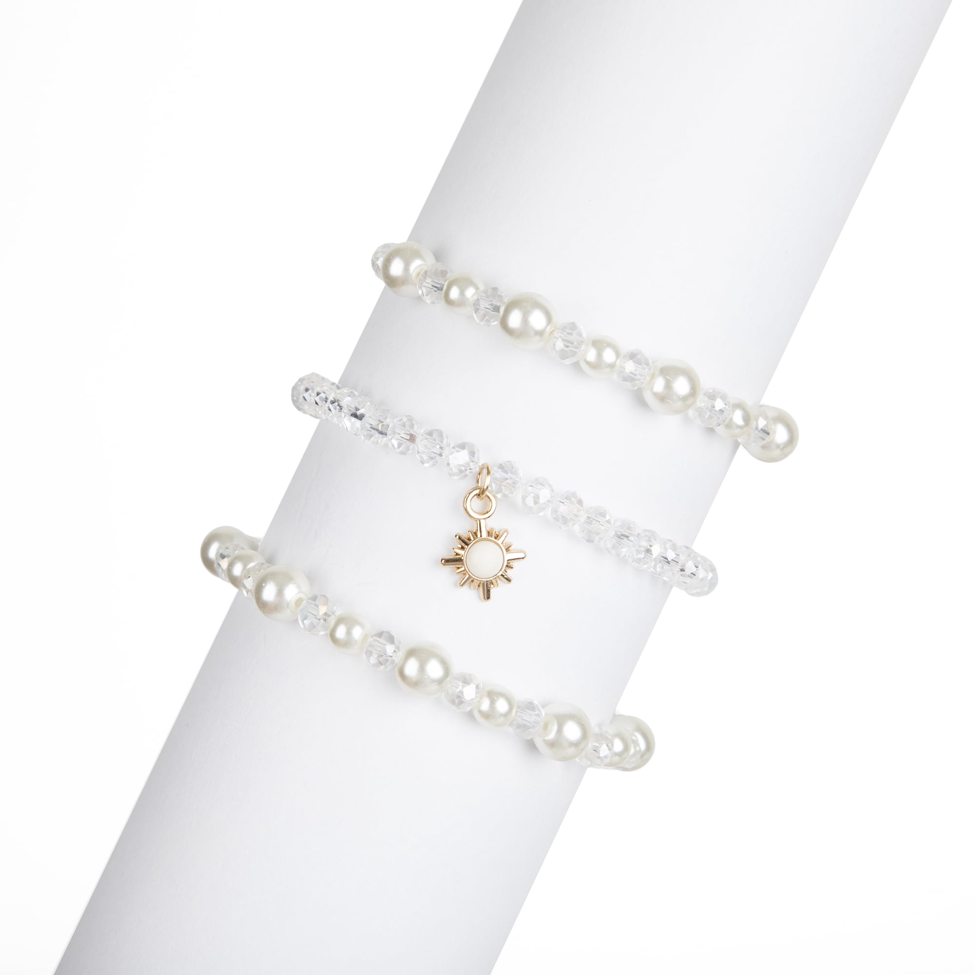 CousinDIY 32-Inch White Round Glass Pearl Bead Strand Unisex AJM63500476