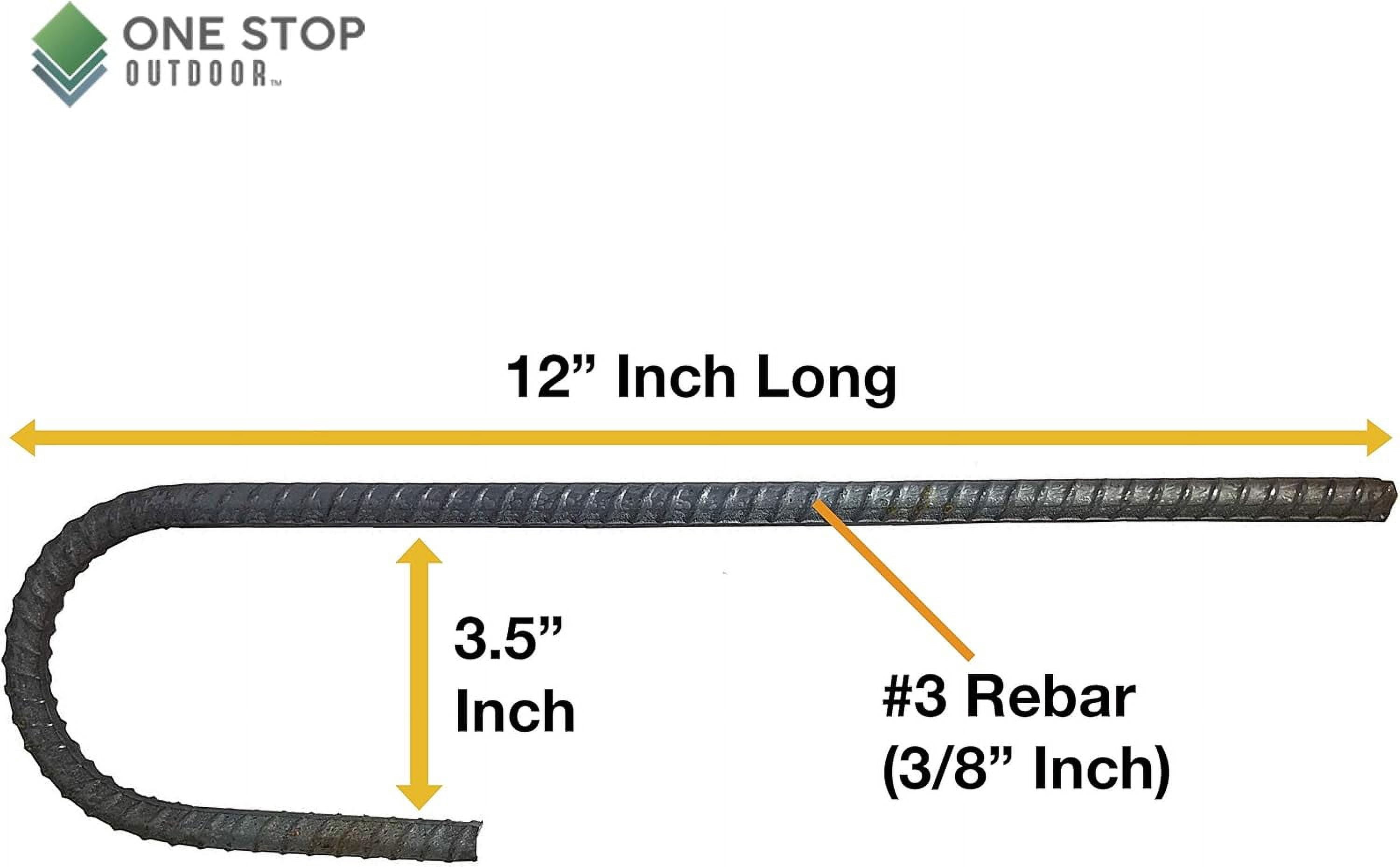 USA MADE (10-Pack) 3.5" Bend : 12" Curved Steel Rebar Ground Stakes J Hook - Heavy Duty 12" Hard Soil, Fence, Landscape, Deer Fence, Tent, Camping, Irrigation etc. (Fits 3" Pipe)
