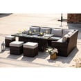 thumbnail image 2 of Abrihome 8-piece Outdoor Wicker Sofa with Fire Pit Table Patio Set,Brown, 2 of 4