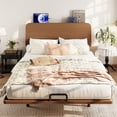 thumbnail image 2 of Queen Size Platform Bed with Headboard, Wooden Floating Bed with Charging Station, Bamboo-Made Queen Bed Frame with Support Slats for Teens Adults, Brown, 2 of 10