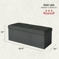 thumbnail image 4 of Melocadol 43.5 Inches Foldable Storage Ottoman Bench, End of Bed Foot Rest Stool with Padded Seat, Bedroom Bench with Hidden Storage, for Living Room, Entryway, Support 660lbs, Dark Gray, 4 of 4