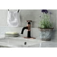 thumbnail image 3 of Kingston Brass KSD282RXAC Belknap One-Handle Single-Hole Bathroom Faucet with Deck Plate and Push Pop-Up Drain, Matte Black/Antique Copper, 3 of 7