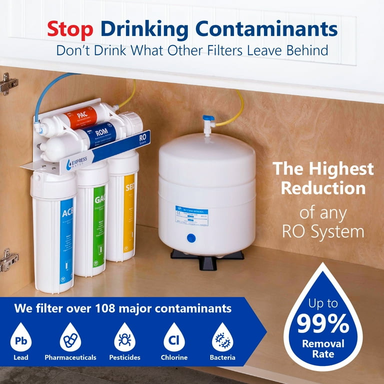 5-Stage Under-Sink Reverse Osmosis Water Filtration System with 50 GPD Membrane - Brushed Nickel Faucet 5-Stage Under-Sink Reverse Osmosis Water Filtration System with 50 GPD Membrane - Brushed Nickel Faucet