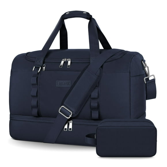 Bolsa de viaje ETRONIK para hombre y mujer con compartimento para zapatos 42 L, color azul