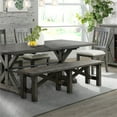 thumbnail image 4 of Pemberly Row 72" Long Dining Bench in Distressed Gray Wood / Entryway Seating, 4 of 4