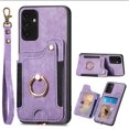thumbnail image 4 of Nalacover For Samsung A13 5G Case Ring Holder Kickstand with Credit Card Holder, Back Flip Premium Leather Magnetic Clasp Removable Wirst Hand Strap Cover For Samsung Galaxy A13 5G, Purple, 4 of 15