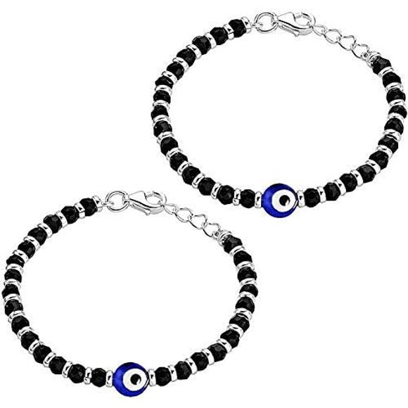 Evil Eye Nazariya Bracelet with Black & Silver Beads